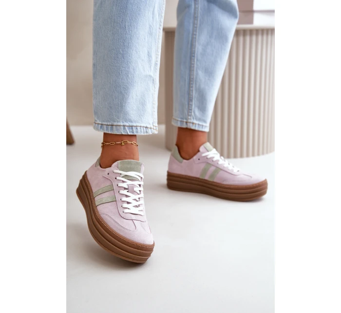 Zazoo N1068S4 Damskie Zamszowe Sneakersy Na Platformie Fioletowe