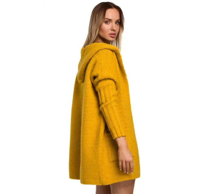 M556 Pletený sveter s kapucňou - vresová farba