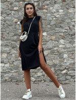 Čierne ležérne šaty MAYFLIES s elastickým pásom
