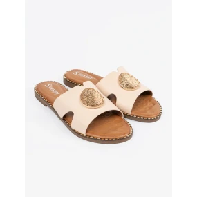 Výborné  nazouváky dámské Jasnobeżowy na plochém podpatku