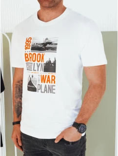 Pánské bílé tričko s potiskem Dstreet model 21974916 - FashionStreet