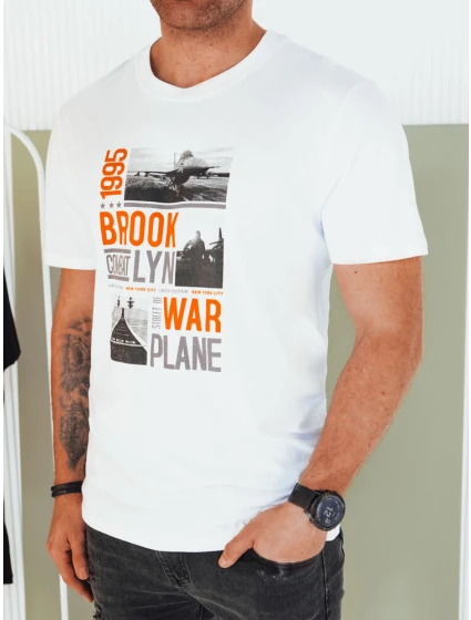 Pánské bílé tričko s potiskem Dstreet model 21974916 - FashionStreet