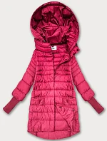 Dámska prechodná bunda s pletenými rebrovanými lemami ružová (1828)