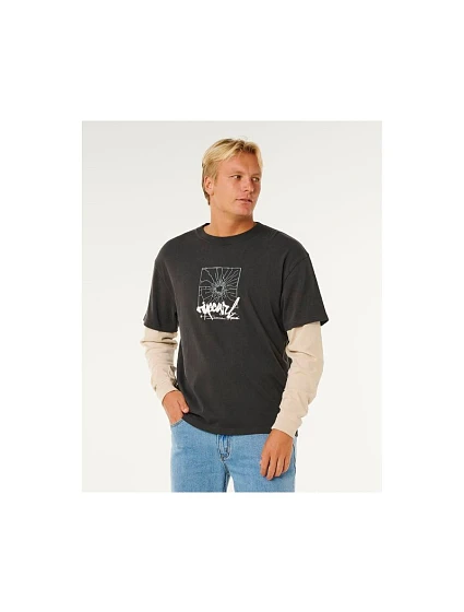 Pánske tričko RIP CURL Inner Visions Smashed L/S Tee, čierne Pánske tričko RIP CURL Inner Visions Smashed L/S Tee, čierne