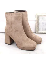 W model 18913182 béžové semišové boty na jehlovém podpatku - JEZZI W model 18913182 béžové semišové boty na jehlovém podpatku - JEZZI