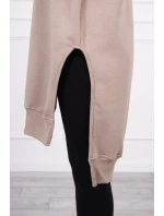 Zateplená mikina s bočnými rázporkami béžová