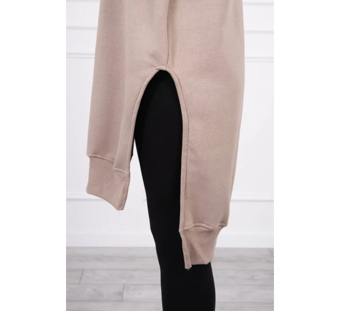 Zateplená mikina s bočnými rázporkami béžová