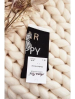 Skarpety Damskie Bawełniane Z Napisem I Misiem Czarne