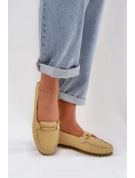 Płaskie Skórzane Mokasyny Z Ozdobą S.Barski LR51-547 Żółte Płaskie Skórzane Mokasyny Z Ozdobą S.Barski LR51-547 Żółte