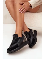 Skórzane Sneakersy Damskie Big Star OO274562 Hi-Poly System Czarne Skórzane Sneakersy Damskie Big Star OO274562 Hi-Poly System Czarne