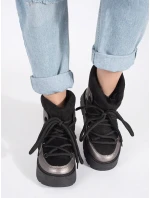 Pěkné dámské černé sněhule platforma Pěkné dámské černé sněhule platforma