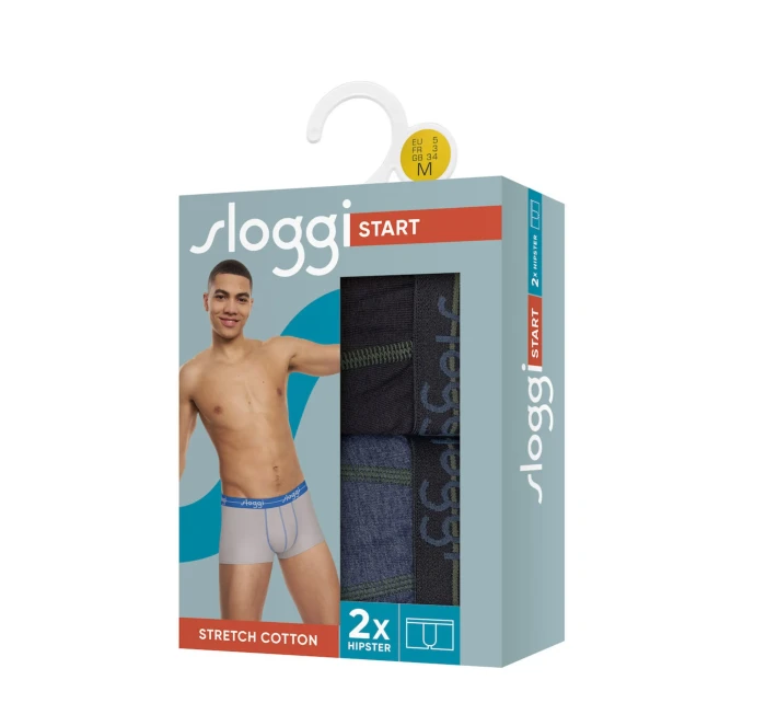 Pánske boxerky Start Hipster C2P - UNKNOWN - black/blue V004 - Sloggi