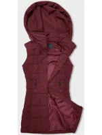 Tmavo červená dámska vesta s kapucňou (16M9096-06)