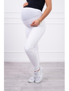 Tehotenské džínsové nohavice biele