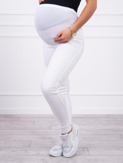 Tehotenské džínsové nohavice biele