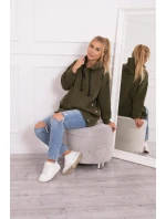 Zateplená mikina se zapínáním na druky khaki