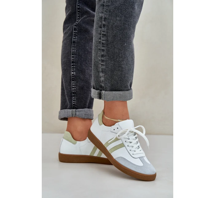 model 21684284 Kožené Nízké Tenisky Dámské Bílé - Zazoo