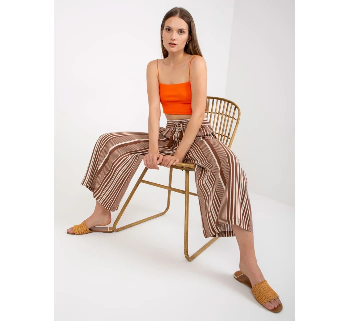 Nohavice D73781M62237A biela hnedá