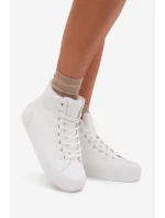 Dámske zateplené tenisky na platforme Big Star - biele Dámske zateplené tenisky na platforme Big Star - biele