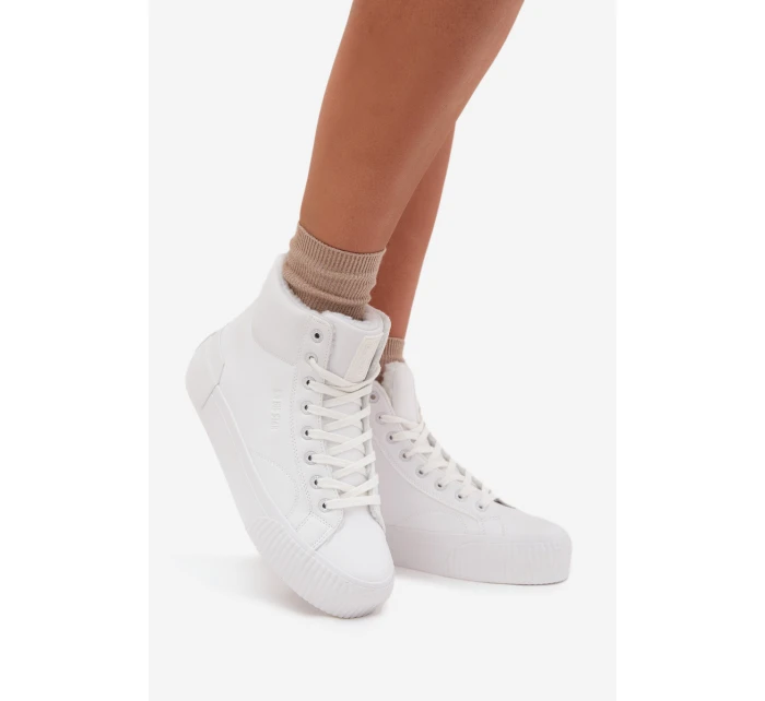 Dámske zateplené tenisky na platforme Big Star - biele Dámske zateplené tenisky na platforme Big Star - biele