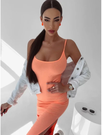 Dámské šaty model 18593239 lososové - Ola Voga Dámské šaty model 18593239 lososové - Ola Voga