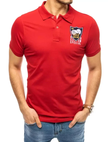 FashionStreet červené vyšívané polo tričko PX0390