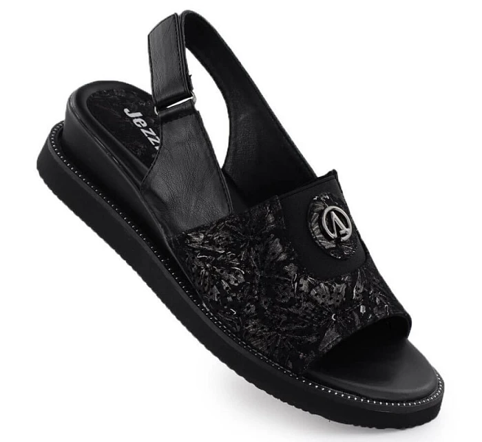 Dámske vyvýšené sandále s gumou čierne Jezzi RMR2267-2