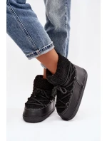 Dámské sněhule s beránkovým kožíškem typu vázané Černé Belira Dámské sněhule s beránkovým kožíškem typu vázané Černé Belira