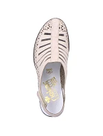 Kožené sandály na podpatku W model 22050556 beige - Rieker Kožené sandály na podpatku W model 22050556 beige - Rieker