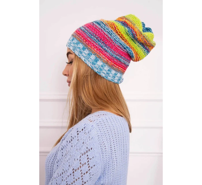 Krystyna fleecová čiapka K207 neon green+blue