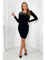 Pletené šaty s jedným ramenom čierne