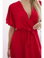 Šaty s vrstveným výstrihom červené