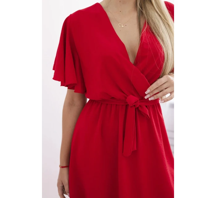 Šaty s vrstveným výstrihom červené