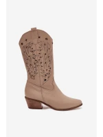 Kožené Kozačky S Svrškem Tmavě Béžové Zazoo model 21704060 - Boto