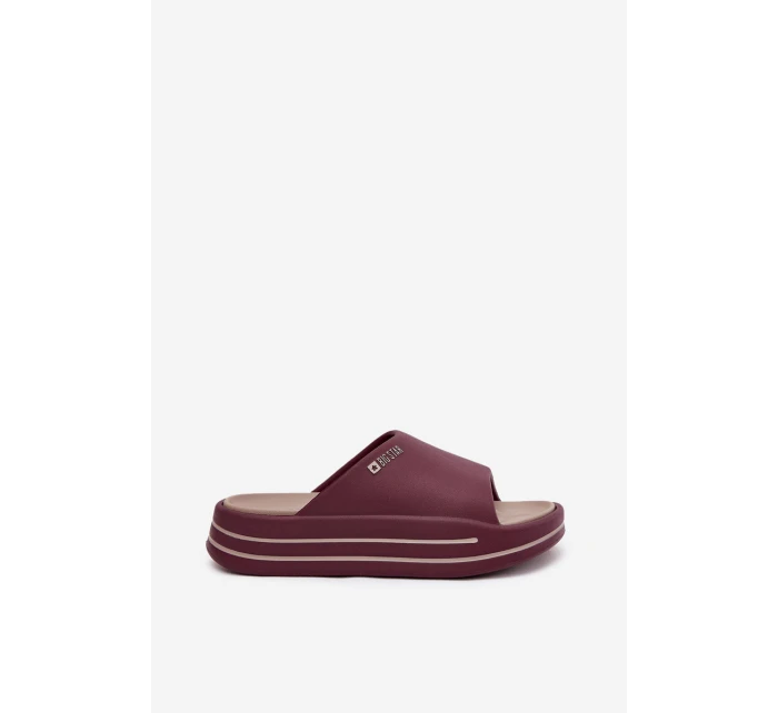 Klapki Damskie Na Platformie Big Star SS274425 Bordowe