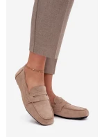 Loafersy Mokasyny Damskie Płaskie Beżowe Roseline