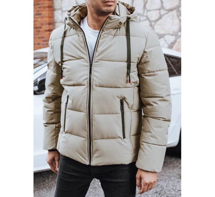 Pánská prošívaná zimní bunda s kapucí světle béžová Dstreet model 21991486 - FashionStreet