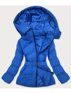 Dámska prešívaná bunda v chrpovej farbe s opaskom na prechodné obdobie (23060-3)