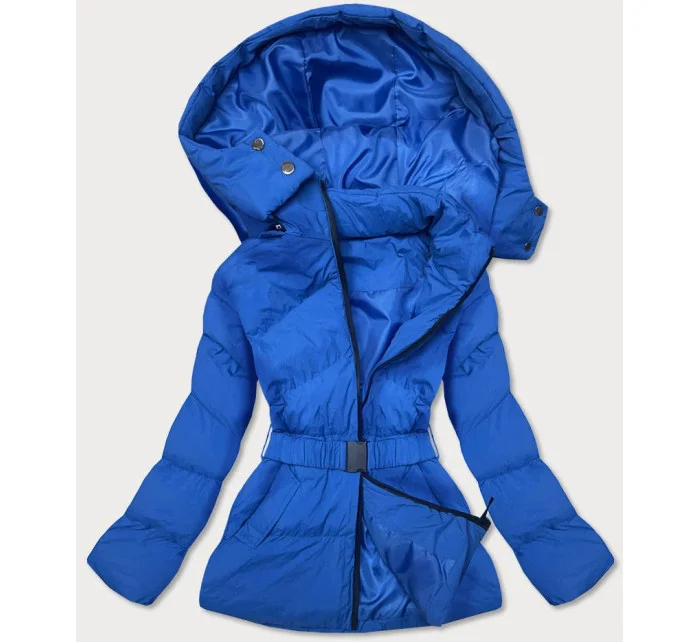 Dámska prešívaná bunda v chrpovej farbe s opaskom na prechodné obdobie (23060-3) Dámska prešívaná bunda v chrpovej farbe s opaskom na prechodné obdobie (23060-3)