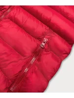 Tmavo červená krátka dámska prešívaná vesta (23077-275)