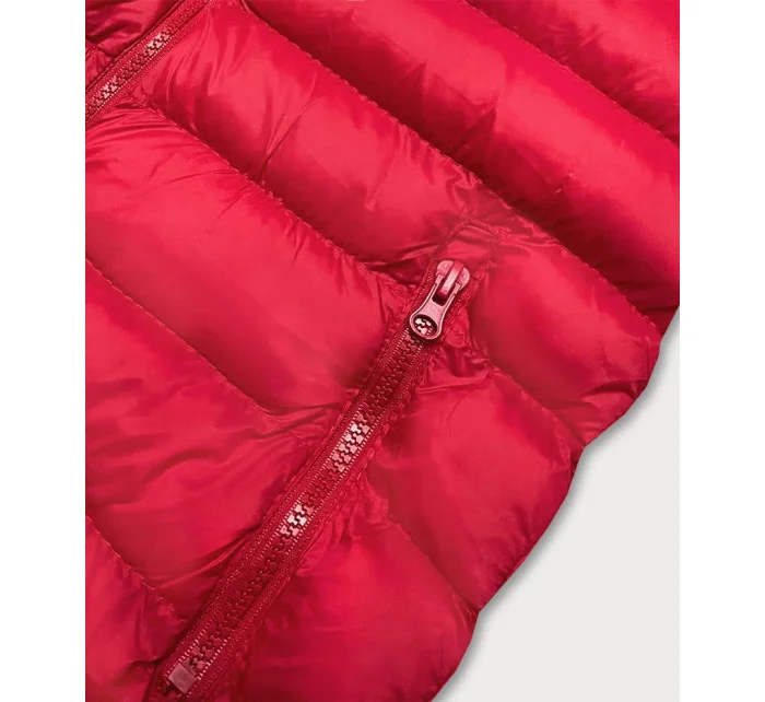 Tmavo červená krátka dámska prešívaná vesta (23077-275)