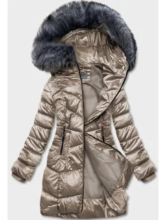 Dámska metalická béžová zimná bunda (B8072-12)