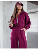 Komplet damski spodnie i bluza ze bordowy model 21470450 - Moon