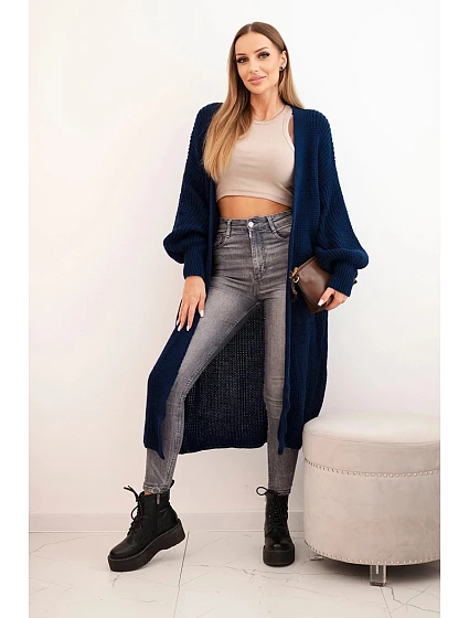 Dlouhý kardigan svetr světle model 21345047 modrý - K-Fashion Dlouhý kardigan svetr světle model 21345047 modrý - K-Fashion