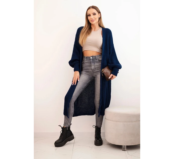 Dlouhý kardigan svetr světle model 21345047 modrý - K-Fashion