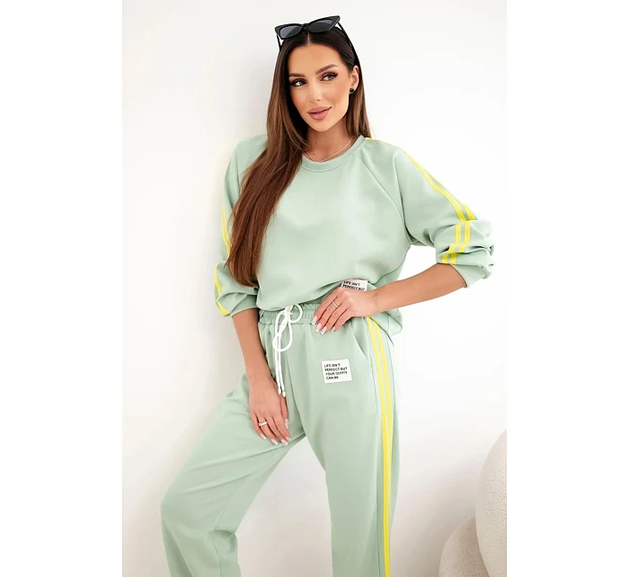 Dámska tepláková súprava Masełko s legínami a voľnou mikinou tmavá mentolová