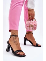 Lakierowane Sandały Na Obcasie Czarne Owen