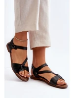 model 21649966 Dámské kožené sandály černé - Zazoo