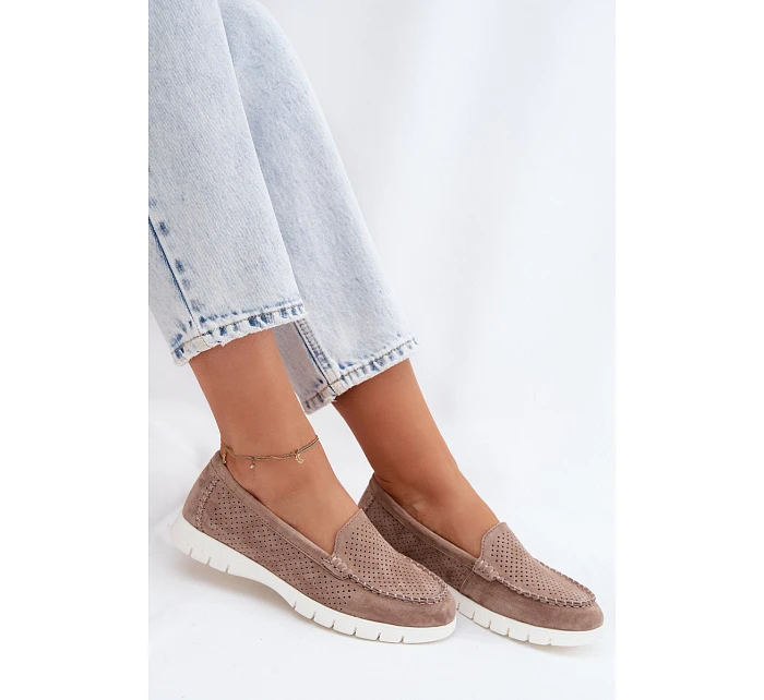 Dámské Mokasyny Vinceza Béžové z přírodního semiše Dámské Mokasyny Vinceza Béžové z přírodního semiše
