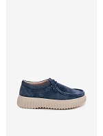 Kožené semišové dámské polobotky na platformě modré model 22182365 - Boto Kožené semišové dámské polobotky na platformě modré model 22182365 - Boto